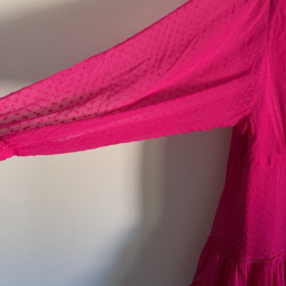 Anthropologie Not So Serious hot pink wrap mini - Picture 7 of 10